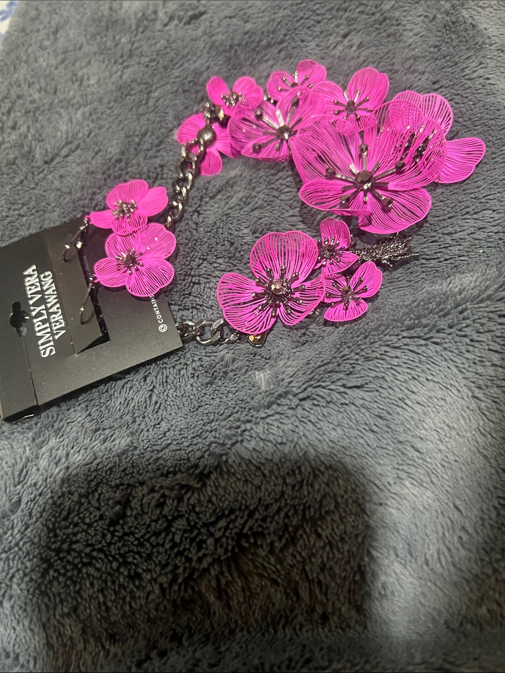 Simply Vera Vera Wang Neon Pink Floral Statement Necklace & earrings set